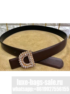Dior Width 3cm Crystal D Buckle Belt Coffee