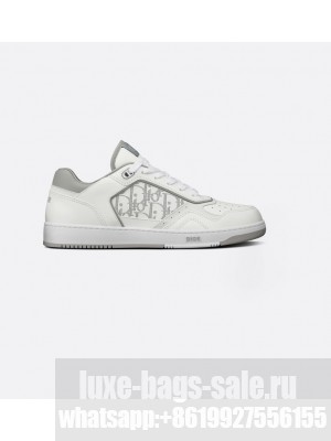 Christian Dior  B27 Low-Top Sneaker White and Gray Smooth Calfskin with White Dior Oblique Galaxy Leather