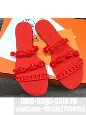 Hermes Chaine D'ancre Rivage Rubber Slipper Sandals Red