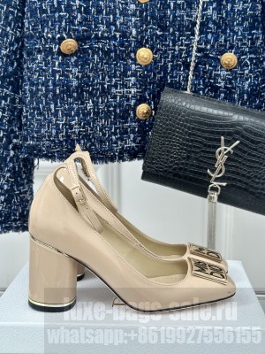 Miss Dior 8cm Pump Nude Patent Calfskin Adjustable buckled ankle strap