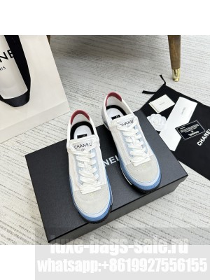 Chanel Fabric, Suede & Calfskin G40012 Sneakers 2023SS Blue