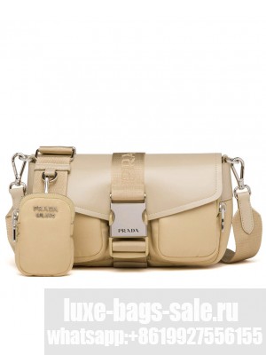 Prada Pocket Nylon And Brushed Leather Bag 1BA896 Apricot