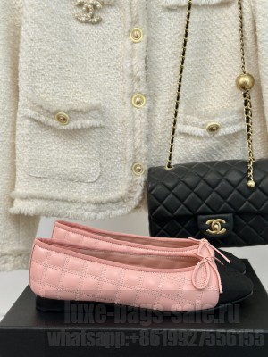 Chanel Quilted Lambskin & Grosgrain Ballet Flats Pink 2024 