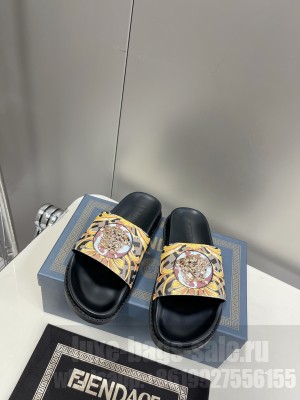 Versace x Fendi Unisex Fendace Flat Slide Sandals 2022 Collection 015