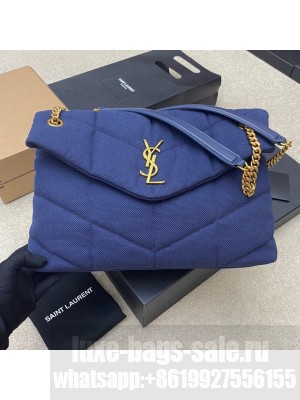 SAINT LAURENT LOULOU LARGE CHAIN BAG IN CANVAS 577475 BLUE