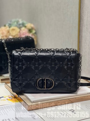 MEDIUM DIOR CARO BAG Cannage Calfskin with Diamond Motif M9241UW black&black