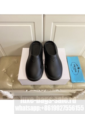 Prada Unisex Foam Rubber Mules 2022 Collection,Black