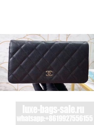 Chanel Classic Long Bi-fold Wallet 31566 Grained Calfskin Black