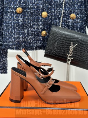Hermes Jackie 50 pump brown