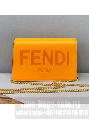 Fendi Leather Wallet on Chain Mini Bag Orange  2021 Collection