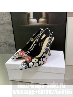 Christian Dior 9.5cm Black Multicolor Dior Jardin d'Hiver Embroidered Cotton