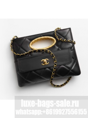 CHANEL CLUTCH Lambskin & Gold-Tone Metal AS5038 black