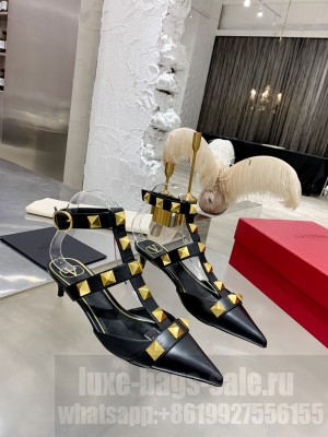 Valentino ROMAN STUD CALFSKIN PUMP 45MM BLACK