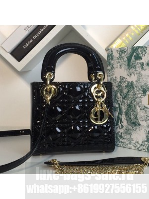 Dior My Lady Dior Mini Bag in Patent Cannage Calfskin Black/Gold 2019 Collection