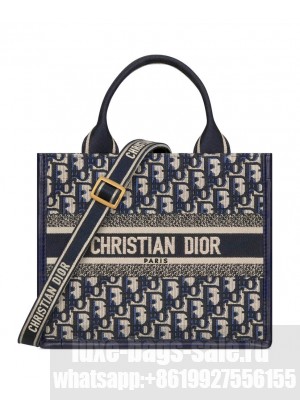 Christian Dior Small Dior Book Tote Dark Blue