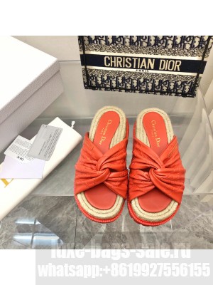 Dior Orange Lampskin Espadrilles Slide Sandals  2022 Collection