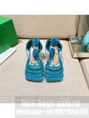 Bottega Veneta Mesh and Lambskin Stretch Sandals Spring/Summer 2022 Collection,Blue