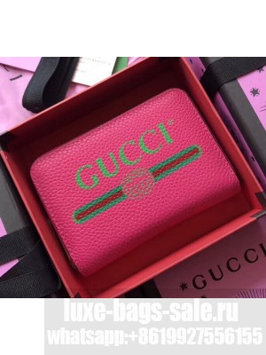 Gucci Print Leather Card Case 496319 Pink