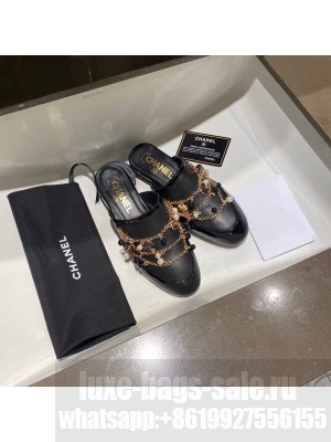 Chanel Charm Embellished Mules Lambskin Leather Spring/Summer 2021 Collection, Black