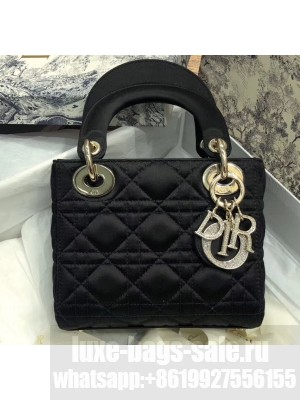 Lady Dior Mini Bag in Cannage with Chain Velvet Black/Crystal