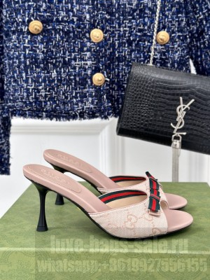 Gucci 7.5cm Pink and ebony Original GG canvas Slide Sandals