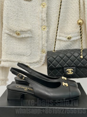 Chanel Calfskin Slingback 4cm Pumps Black 2024 