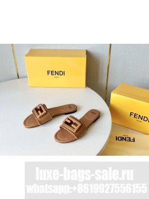 Fendi Signature leather slides Brown