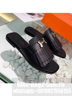 Hermes Calfskin Auteuil Sandal Black 2020 Collection