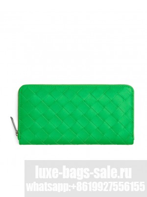 Bottega Veneta Intrecciato Zip Around Wallet Green