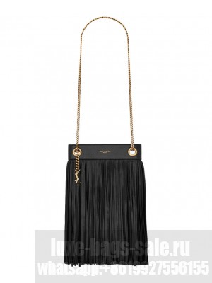 Saint Laurent Grace Small Chain Bag In Sheepskin And Suede Black