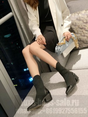 Isabel Marant Stretch knitted Ankle Boots 2021 Collection ,Black