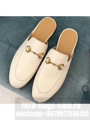Gucci Women's Princetown Horsebit Slipper Leather White