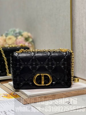 MEDIUM DIOR CARO BAG Cannage Calfskin with Diamond Motif M9242UW black&gold