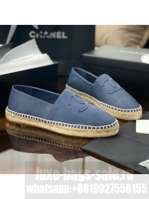 Chanel CC Shiny Lambskin Espadrilles Blue Spring/Summer 2021 Collection 55