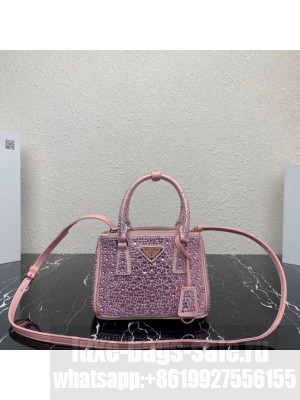 Prada Galleria satin mini-bag with crystals 1BA906 pink