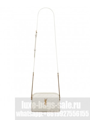 Saint Laurent Gaby Zipped Pouch In Quilted Lambskin Cream