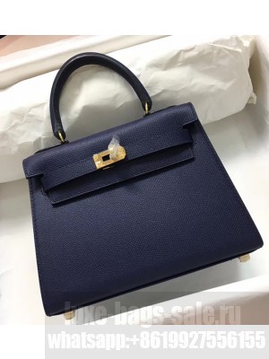 Hermes Kelly Mini 20 Original Epsom Handbag Blue Saphir