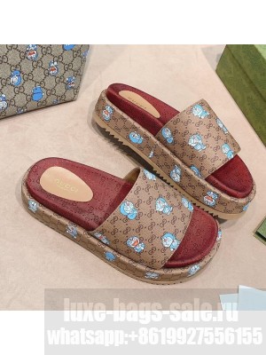 Doraemon x Gucci GG Platform Slide Sandal 573018 Blue 2021 Collection