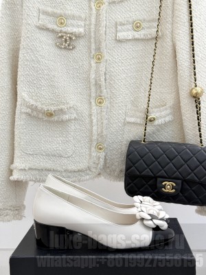 Chanel Lambskin Pumps with Camellia Bloom Charm White 2025