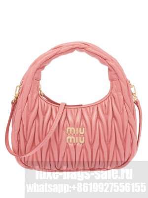 Miu Miu Wander Matelasse Nappa Leather Mini Hobo Bag Pink