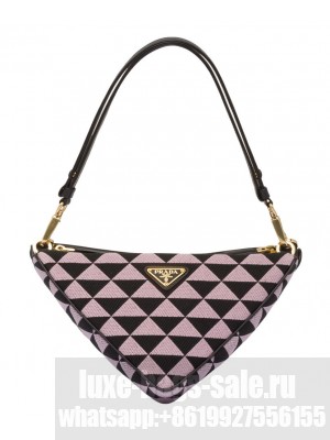 Prada Symbole Leather And Fabric Mini Bag 1BC176 Pink