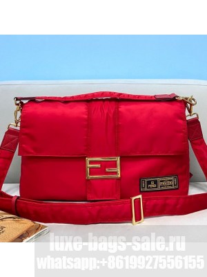 Fendi Men's Baguette Nylon Large Bag Red  2021 Collection