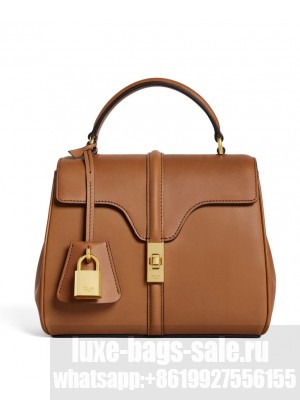 Celine Mini 16 In Natural Calfskin Coffee