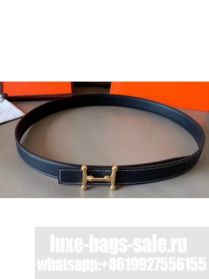 Hermes Width 2.4cm Mors H Reversible Leather Belt Black