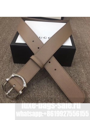 Gucci Width 4cm Leather Belt Nude with Square Buckle