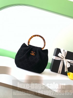CHANEL Suede Small Hobo Bag AS6022 black