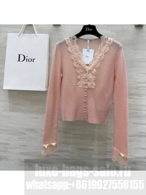 Dior Cashmere & Lace Cardigan Pink 2025