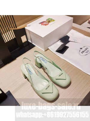 Prada leather slingback 50mm pumps green 2022 Collection