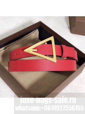 Bottega Veneta Width 2cm Smooth Calfskin Belt With Signature Triangular Buckle Red 2020 Collection
