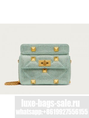 VALENTINO GARAVANI small Roman Stud soft sheep leather chain shoulder bag 2288 light blue